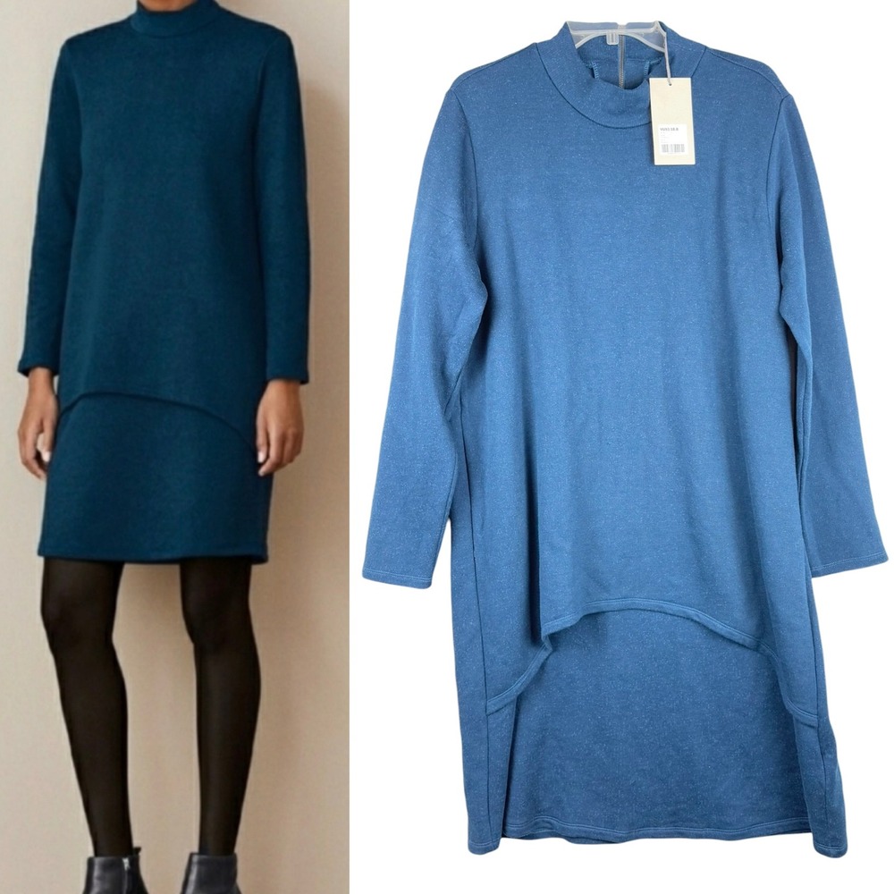 NWT Poetry Double Layer Jersey Dress‎ Mock Neck Asymmetric Plus Size 14 Artsy